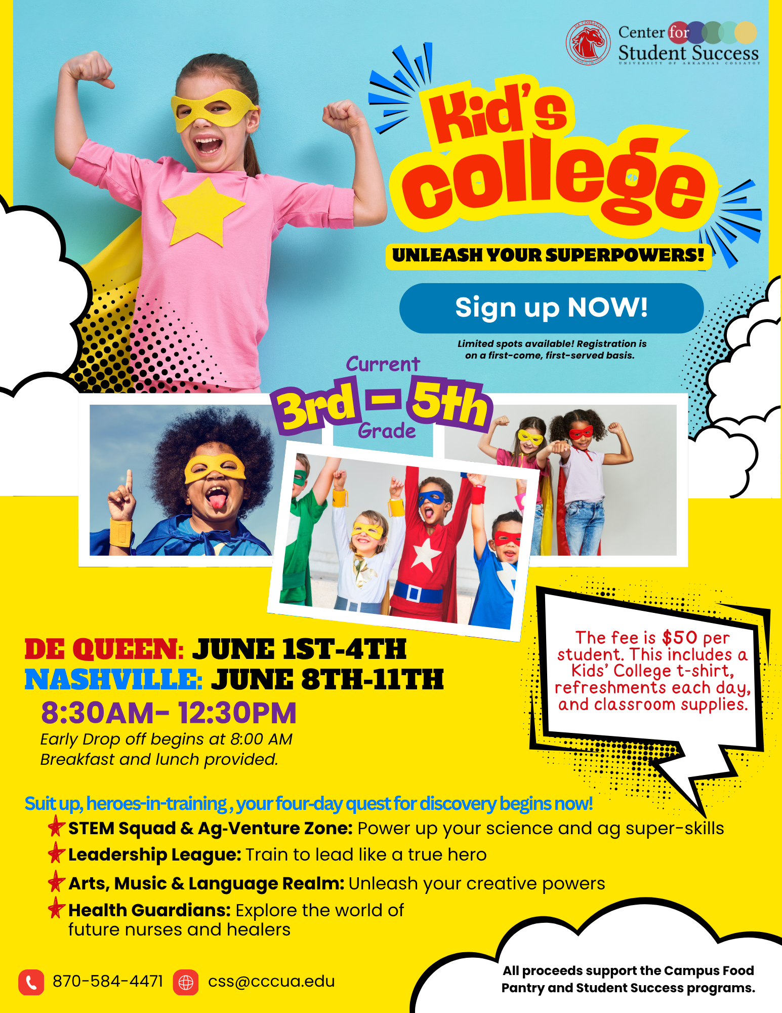 Kid's College June 2026 in De Queen and Nashville, Sign Up Now!